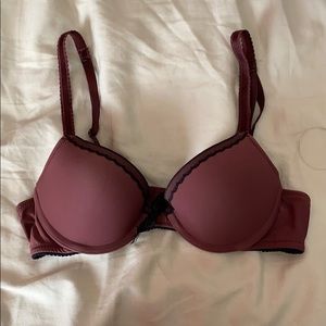 Aeries Maroon Bra with Black Lace